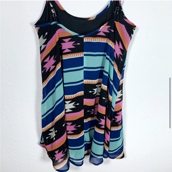 Show Me Your Mumu Peta‎ Mini Dress Blue Southwestern Geometric Boho Print Medium - Picture 6 of 7